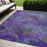 5' X 8' Purple And Lavender Abstract Washable Indoor Outdoor Area Rug