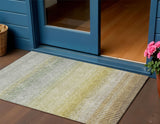 3' X 5' Brown Gold And Beige Striped Washable Indoor Outdoor Area Rug