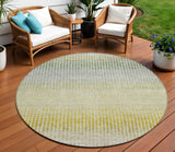 8' Brown Gold And Beige Round Striped Washable Indoor Outdoor Area Rug