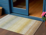 3' X 5' Copper Gray And Beige Striped Washable Indoor Outdoor Area Rug
