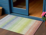 3' X 5' Chili Red Green And Blue Striped Washable Indoor Outdoor Area Rug