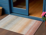 3' X 5' Terra Cotta Orange And Gray Striped Washable Indoor Outdoor Area Rug