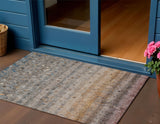 3' X 5' Gray And Copper Striped Washable Indoor Outdoor Area Rug