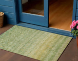 3' X 5' Sage And Gold Striped Washable Indoor Outdoor Area Rug