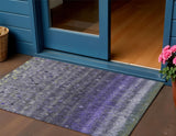 3' X 5' Purple And Gray Striped Washable Indoor Outdoor Area Rug