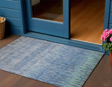 3' X 5' Blue And Ivory Abstract Washable Indoor Outdoor Area Rug