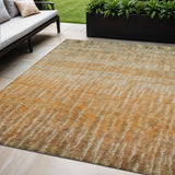 5' X 8' Copper And Beige Abstract Washable Indoor Outdoor Area Rug