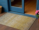 3' X 5' Gold Beige And Gray Abstract Washable Indoor Outdoor Area Rug