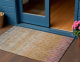 3' X 5' Orange Blue And Beige Abstract Washable Indoor Outdoor Area Rug