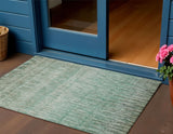 3' X 5' Teal Blue And Beige Abstract Washable Indoor Outdoor Area Rug
