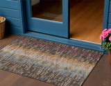 3' X 5' Chocolate Orange And Purple Abstract Washable Indoor Outdoor Area Rug