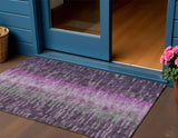 3' X 5' Eggplant Green And Blue Abstract Washable Indoor Outdoor Area Rug