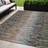 5' X 8' Granite Gray Brown And Gray Abstract Washable Indoor Outdoor Area Rug