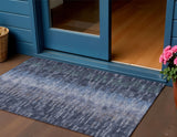 3' X 5' Navy Blue And Ivory Abstract Washable Indoor Outdoor Area Rug
