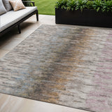 5' X 8' Brown Taupe And Ivory Abstract Washable Indoor Outdoor Area Rug
