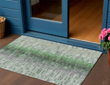 3' X 5' Green Gray And Ivory Abstract Washable Indoor Outdoor Area Rug