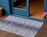 3' X 5' Purple Ivory And Gray Abstract Washable Indoor Outdoor Area Rug