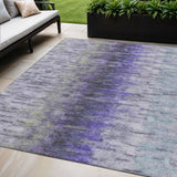 5' X 8' Purple Ivory And Gray Abstract Washable Indoor Outdoor Area Rug