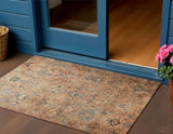 3' X 5' Copper And Gray Medallion Washable Indoor Outdoor Area Rug