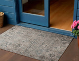 3' X 5' Taupe And Gray Medallion Washable Indoor Outdoor Area Rug