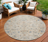 8' Beige And Gray Round Medallion Washable Indoor Outdoor Area Rug