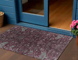 3' X 5' Burgundy And Gray Medallion Washable Indoor Outdoor Area Rug