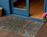 3' X 5' Chocolate And Gray Medallion Washable Indoor Outdoor Area Rug