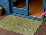 3' X 5' Fern Green And Blue Medallion Washable Indoor Outdoor Area Rug