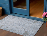 3' X 5' Sky Blue And Ivory Medallion Washable Indoor Outdoor Area Rug
