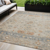 5' X 8' Beige And Gray Tribal Washable Indoor Outdoor Area Rug