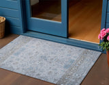 3' X 5' Sky Blue Gray And Ivory Tribal Washable Indoor Outdoor Area Rug