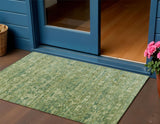 3' X 5' Olive Green And Sage Ikat Washable Indoor Outdoor Area Rug