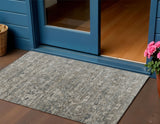 3' X 5' Pewter And Silver Ikat Washable Indoor Outdoor Area Rug