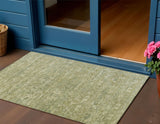 3' X 5' Sage And Ivory Ikat Washable Indoor Outdoor Area Rug
