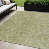 5' X 8' Sage And Ivory Ikat Washable Indoor Outdoor Area Rug