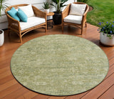 8' Sage And Ivory Round Ikat Washable Indoor Outdoor Area Rug