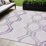 5' X 8' Lavender Ivory And Gray Geometric Washable Indoor Outdoor Area Rug