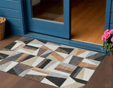 3' X 5' Gray Brown And White Geometric Washable Indoor Outdoor Area Rug