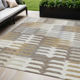 5' X 8' Taupe Gray And Ivory Geometric Washable Indoor Outdoor Area Rug