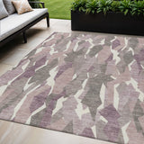 5' X 8' Blush And Ivory Striped Washable Indoor Outdoor Area Rug