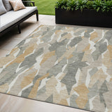 5' X 8' Pewter Wheat And Ivory Striped Washable Indoor Outdoor Area Rug
