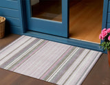 3' X 5' Blush Purple And Ivory Striped Washable Indoor Outdoor Area Rug