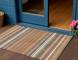 3' X 5' Chili Red Ivory And Gold Striped Washable Indoor Outdoor Area Rug