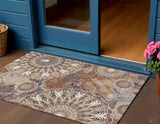 3' X 5' Copper Ivory And Khaki Paisley Washable Indoor Outdoor Area Rug