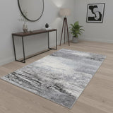 4' X 6' White And Gray Abstract Area Rug