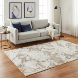 5' X 8' White And Gray Abstract Area Rug
