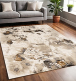 5' X 8' Taupe And Brown Abstract Area Rug