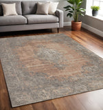 5' X 8' Gray And Pink Medallion Area Rug