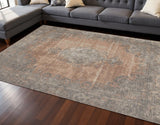 8' X 11' Gray And Pink Medallion Area Rug