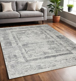 5' X 8' Gray And Charcoal Geometric Area Rug